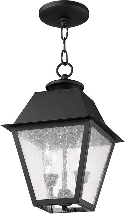 Livex Lighting 2167-04 Mansfield 2-Light Outdoor Hanging Lantern, Black