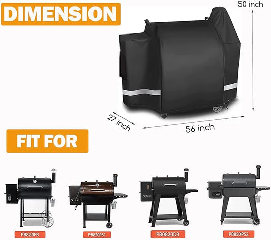 Utheer Pit Boss Grill Cover for 850 DX and 820 Deluxe, 56 x 27 x 50 in, 600D Waterproof Pellet Smoker Cover, Fits PB820PS1 PB850PS2 Competition Sportsman Wood Pellet Grills