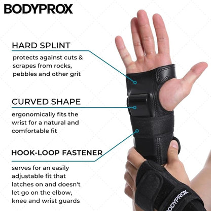 BODYPROX Knee Pads Elbow Pads Wrist Guards Set for Inline Skating, Skateboarding, Roller Derby and BMX Ride.
