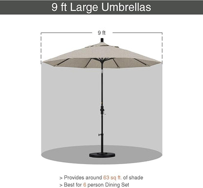 California Umbrella 9' Round Aluminum Outdoor Deck, Pool or Patio Umbrella, Crank Lift, Auto Tilt, Bronze Pole, Woven Granite Olefin