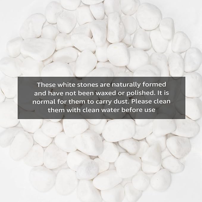 White Natural River Rocks, 1-1.5 Inch Decorative Stones for Plants, Garden, and Landscaping – 40LB, Ideal for Fish Tanks, Vases, Crafting, Home Decor, and Outdoor Landscaping