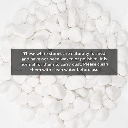 White Natural River Rocks, 1-1.5 Inch Decorative Stones for Plants, Garden, and Landscaping – 40LB, Ideal for Fish Tanks, Vases, Crafting, Home Decor, and Outdoor Landscaping