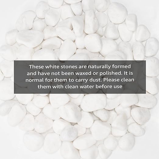 White Natural River Rocks, 1-1.5 Inch Decorative Stones for Plants, Garden, and Landscaping – 20LB, Ideal for Fish Tanks, Vases, Crafting, Home Decor, and Outdoor Landscaping