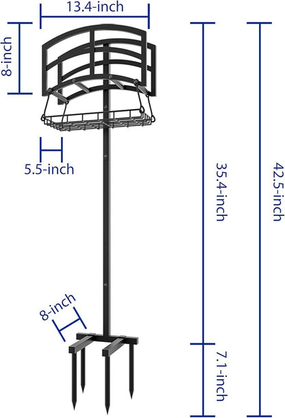Fire Beauty Garden Hose Holder with Storage Basket,Heavy-Duty,80+ lb Capacity,Rust-Proof Stainless Steel,Organizes 150ft Hose for Patio,Yard, or Garage