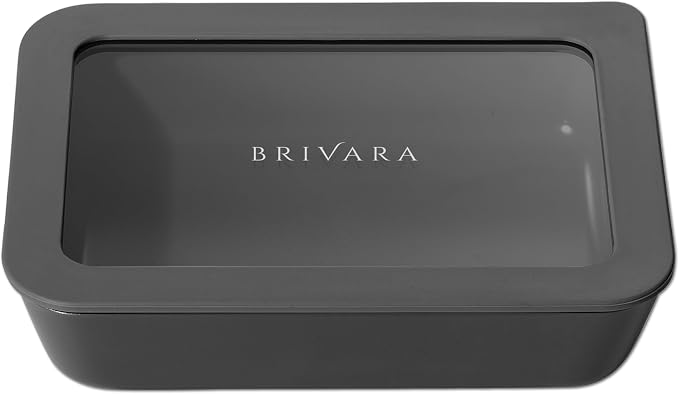 Glass Food Storage Container with Lid, 3-Cup Small Rectangle | Microwave-Safe Airtight Lid, Oven-Safe Ceramic-Coated Glass | Zero Plastic, No PFAS/PFOA/BPA, Reusable [Onyx]