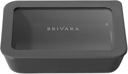 Glass Food Storage Container with Lid, 3-Cup Small Rectangle | Microwave-Safe Airtight Lid, Oven-Safe Ceramic-Coated Glass | Zero Plastic, No PFAS/PFOA/BPA, Reusable [Onyx]