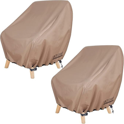 ULTCOVER Waterproof Patio Chair Cover – Outdoor Lounge Deep Seat Single Lawn Chair Cover 2 Pack Fits Up to 35W x 38D x 34H inches