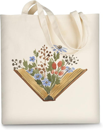 AUSVKAI Canvas Tote Bag Aesthetic for Women, Cute Reusable Cloth Cotton Bags for Shopping Beach Grocery