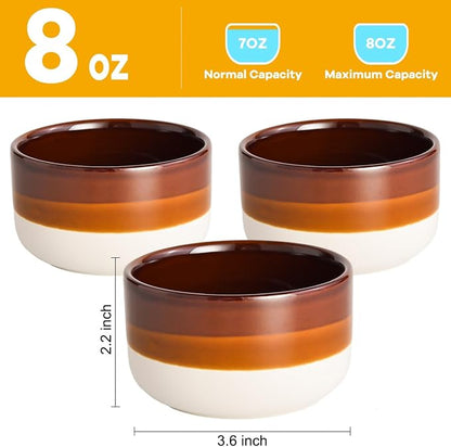 Vumdua Creme Brulee Ramekins 8 oz, Ceramic Ramekins Oven Safe Custard Cups Dipping Sauce Cups, Small Baking Dish for Souffle, Lava Cakes, Pudding, Baked Eggs and Desserts, Set of 6