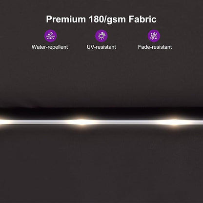 PURPLE LEAF 14ft Patio Market Umbrella with Solar LED and Base Double-Sided Rectangle Outdoor Table Sun Umbrellas with Crank for Pool Beach Deck Backyard Gray