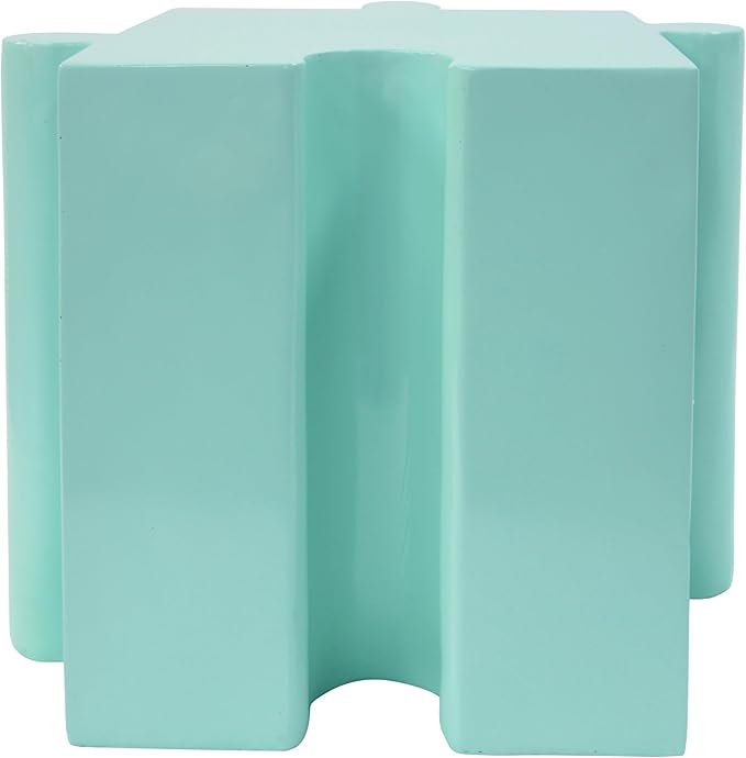 Christopher Knight Home Daton 3 Piece Interlocking Outdoor Side Table Set, Modular Lightweight Concrete Coffee Table, Convertible MGO End Table for Indoor&Outdoor, Creative Set Up,Sky Blue+Mint Green