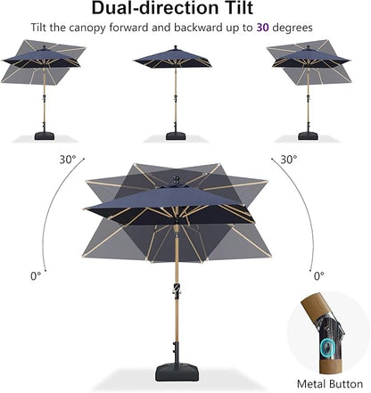 PURPLE LEAF 8' x 8' Square Patio Umbrella Market Umbrella Aluminum Outdoor Table Umbrella with Push Button Tilt & 8 Sturdy Ribs and Crank Square Outdoor Umbrellas for Pool Backyard Deck, Navy Blue