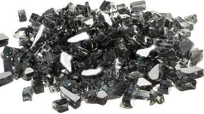 GASPRO 10 lbs Fire Glass for Fire Pit, 1/2-Inch Glass Rocks for Propane or Gas Fireplace, Add Ambience to Gatherings and Parties for Outdoors and Indoors, Reflective Black
