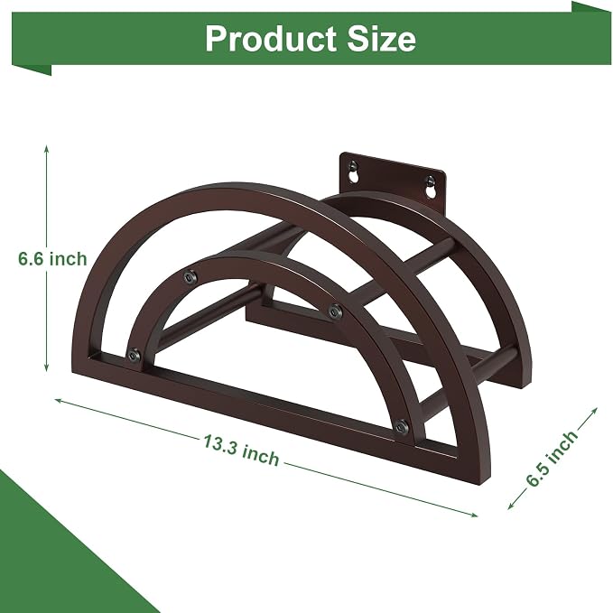 2 Pack Garden Hose Holder, Outdoor Hose Holder Wall Mounted Holds 125-ft Hose, Heavy Duty Metal Hose Hanger, Sturdy Detachable Hose Reel Storage Organizer, Hose Rack for Outside Garden Lawn, Bronze