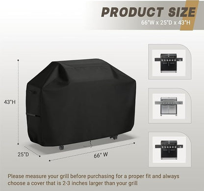 66 inch Grill Cover Fits for Kenmore 6-Burner Propane Gas Grills PG-A40611S0L PG-40611S0L, Heavy Duty Waterproof BBQ Cover for PG-40603-L, Weatherproof & UV Resistant Outdoor Grill Protector