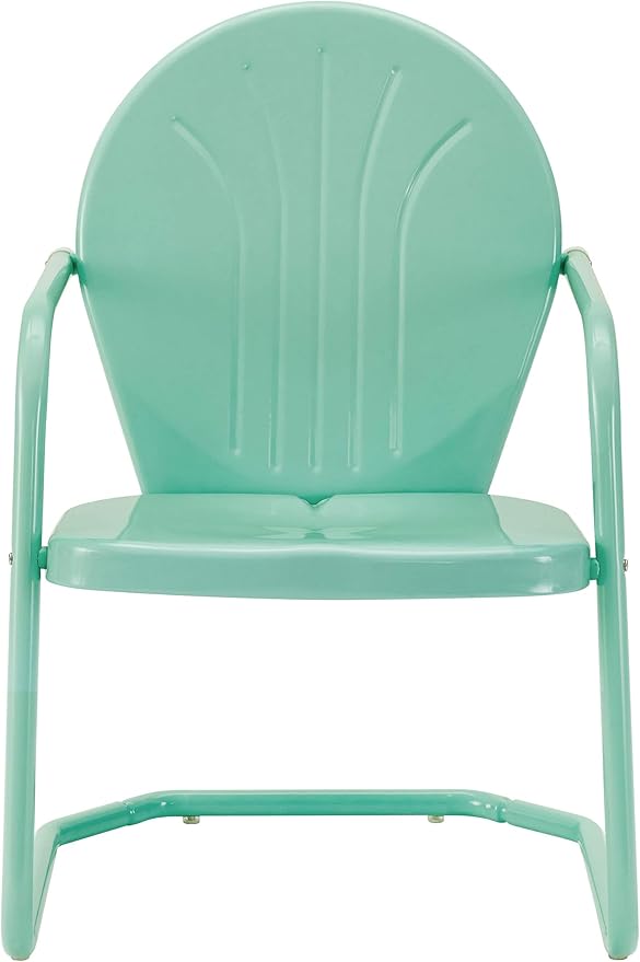 Crosley Furniture Griffith 3-Piece Outdoor Chair and Side Table Set, Retro Metal Bistro Patio Sets for Porch, Aqua