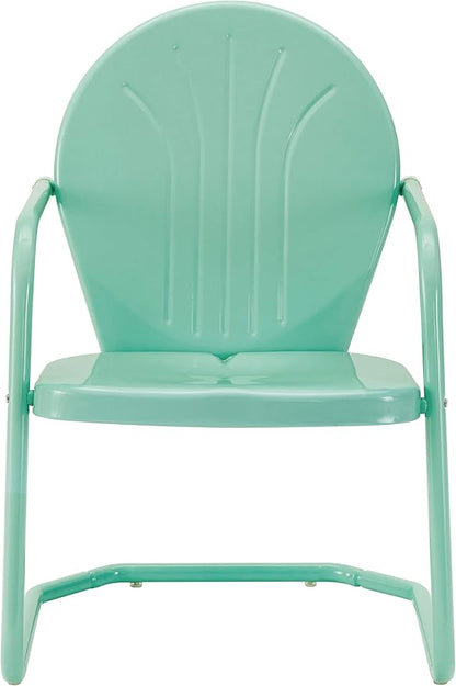 Crosley Furniture Griffith 3-Piece Outdoor Chair and Side Table Set, Retro Metal Bistro Patio Sets for Porch, Aqua