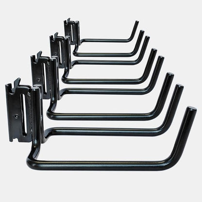 4 Pack E Track Double J Hooks, Heavy Duty Black Large Steel Shovel/Tool Hanger for Store Long Handled Tools, E Track Tie Down Accessories for Trailers, Trucks, Garden Tools Organizers Storage