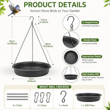 Hanging Bird Bath Hanging Bird-Feeder - CARGEN Garden BirdBath Tray Wildlife Feeder Plate Water Bowl or Water Bowl for Outdoors Garden Patio Decoration