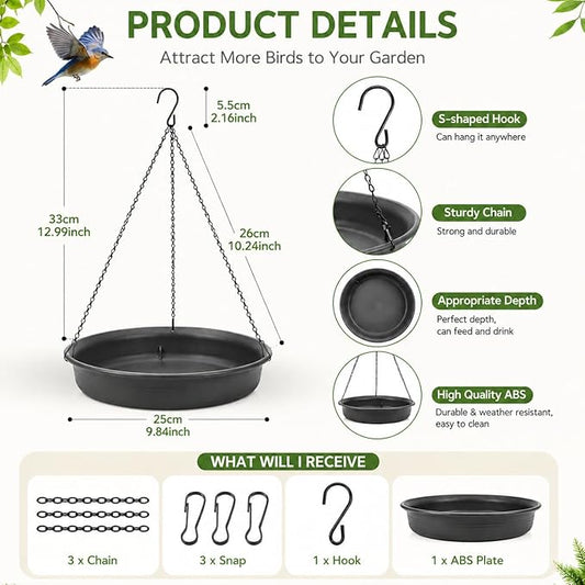 Hanging Bird Bath Hanging Bird-Feeder - CARGEN Garden BirdBath Tray Wildlife Feeder Plate Water Bowl or Water Bowl for Outdoors Garden Patio Decoration