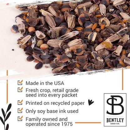 Bentley Seed Co. | The Earth Laughs in Flowers | Beautiful Illustrated Flower Design Art and Quote | Environmental Favor | Pollinator Wildflower Mix Seed Packets | Eco-Friendly Hand Out Gift | 25 Pack