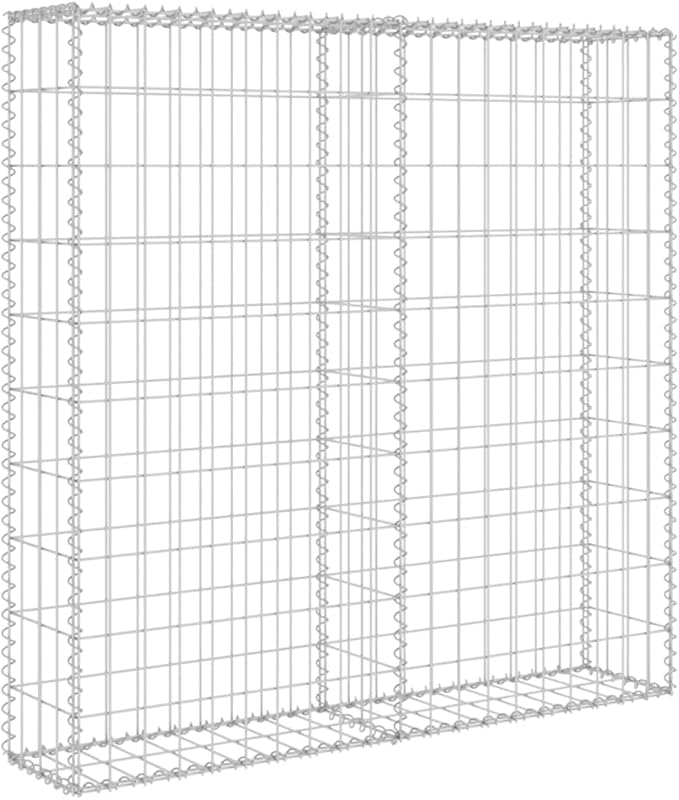 Galvanized Steel Gabion Wall with Covers, Gabion Mesh Wire Wall Panel Galvanized Steel Garden Stone Wire Basket Fencing Patio Decorative Fence, 31.5"x7.87"x39.4",-177