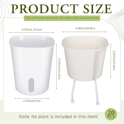 Ziliny 20 Pcs 3.74 Inch Self Watering Pots Self Watering Planters for Indoor Planters Plastic Garden Flower Pots with Level Indicator Vents for Herbs