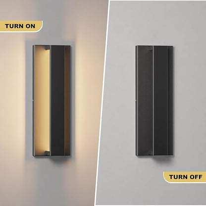 15.7 Inches Outdoor Modern Led Wall Light,16W 3000K Porch & Patio Light,IP65 Waterproof Aluminum Hardwired Sconces for House Exterior Garage Yard Corridor Garden(Black,1 Pack)