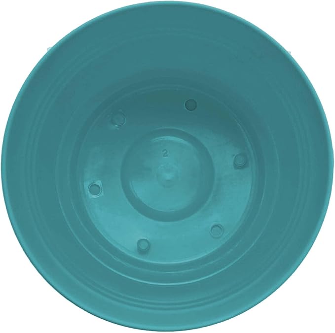 Bloem Saturn 7" Bermuda Teal Round Resin Planter Pot with Snap-in Saucer for Indoor and Outdoor Gardening