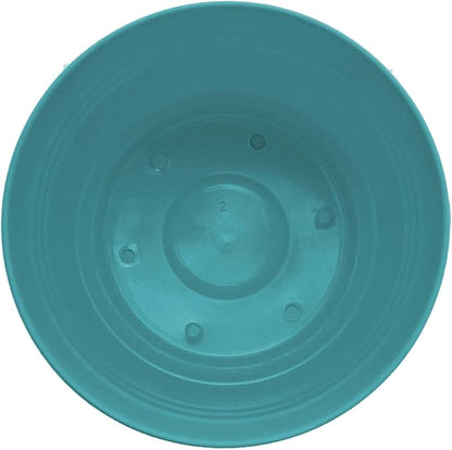 Bloem Saturn 7" Bermuda Teal Round Resin Planter Pot with Snap-in Saucer for Indoor and Outdoor Gardening