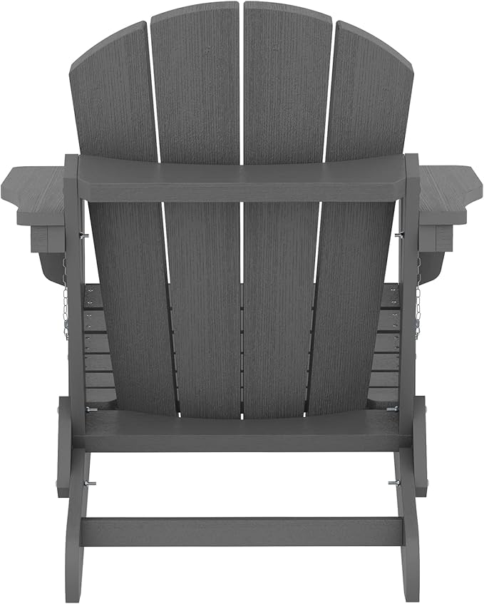 SERWALL Folding Adirondack Chair for Patio Garden Outdoors Fire Pit- (Folding Gray)
