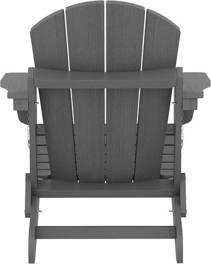 SERWALL Folding Adirondack Chair for Patio Garden Outdoors Fire Pit- (Folding Gray)