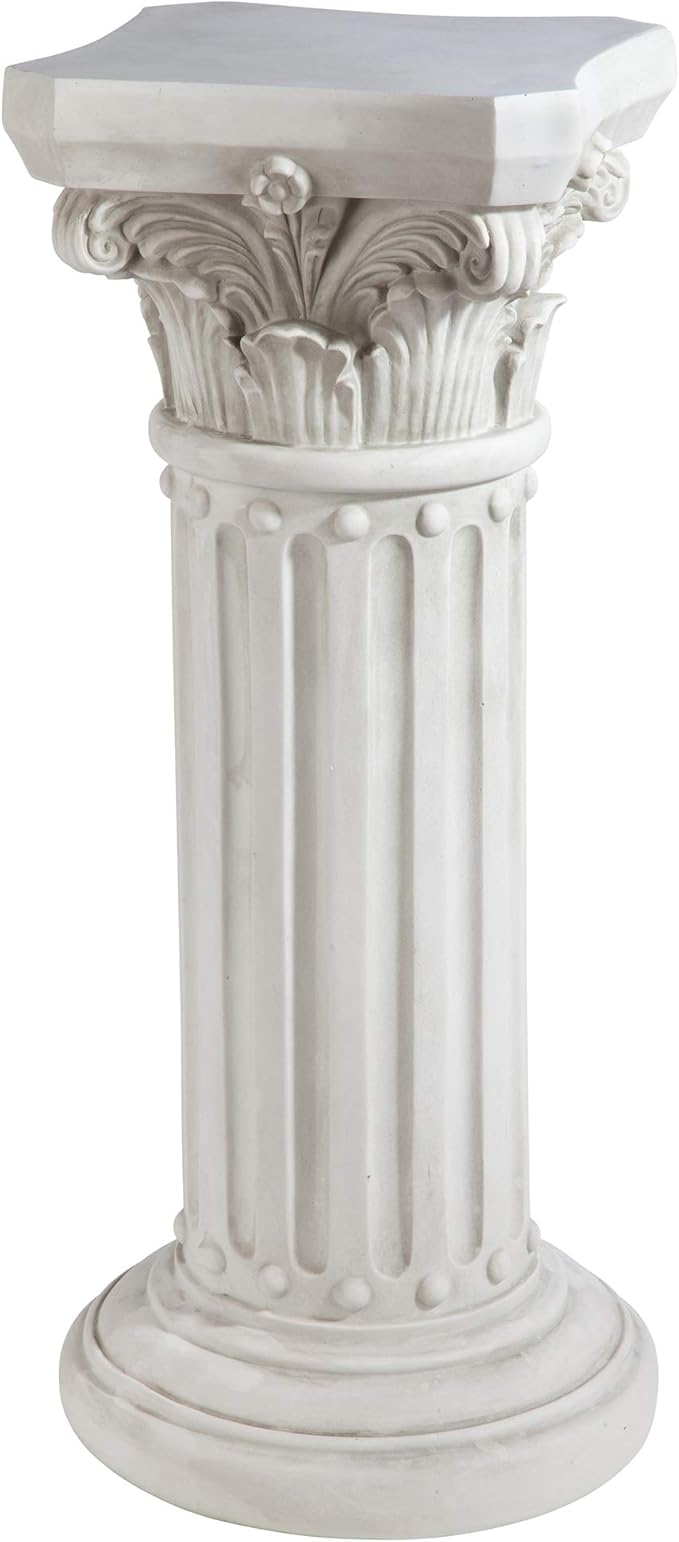 Design Toscano Athena Corinthian Furniture Pedestal Column Plant Stand, 16 Inches Wide, 16 Inches Deep, 33 Inches High, Handcast Polyresin, Antique Stone Finish
