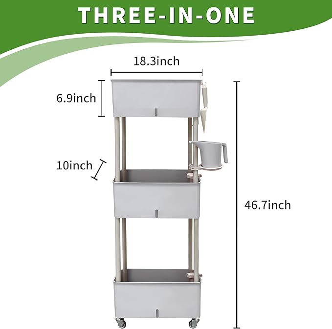 MNKXL Self-Watering Raised Planter Box with Lockable Wheels,3-Tier Elevated Garden Bed with Visible Water Level Window,Indoor Outdoor Plastic Plant Box for Flowers,Vegetables & Herbs