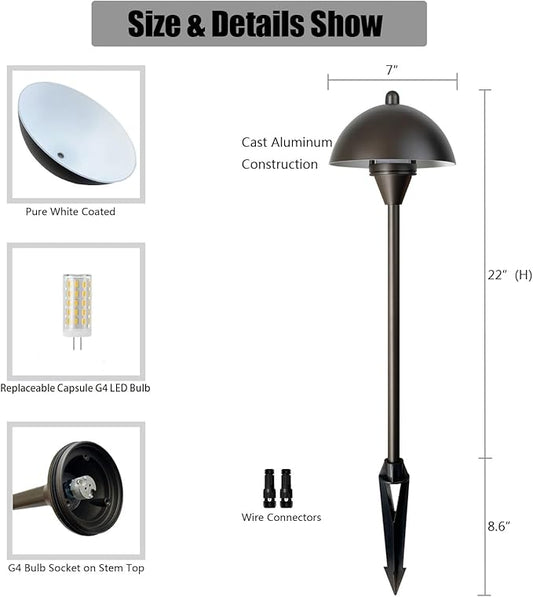 Arrownine Low Voltage Pathway Lights,Replaceable Path Lights G4 LED Outdoor Landscape Lighting Driveway Walkway Garden Yard Light Oil Rubbed Bronze Warm White Pack of 2
