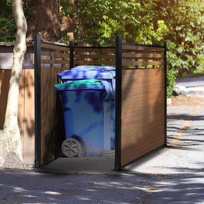 6x6 FT Wood Composite Privacy Fence Panel,Semi-Enclosed Outdoor AC Unit Cover,Trash Can Barrier | Weatherproof, Easy Installation, Durable Composite Fencing (Brown with 2 Post)