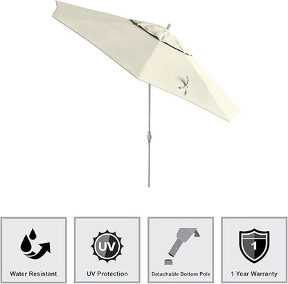 California Umbrella 11Ft Premium Patio Umbrella, Hand-Crank, Tilt-Collar, White Frame, Solution Dyed Beige Fabric