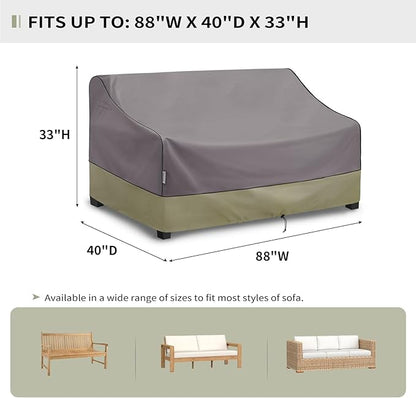 KylinLucky Outdoor Patio Sofa Cover fit 88 x 40 x 33 inch, 87 x 39, 86 x 38 Waterproof Weatherproof Heavy Duty 600D Garden Furniture Cover for Outside Sofa Couch