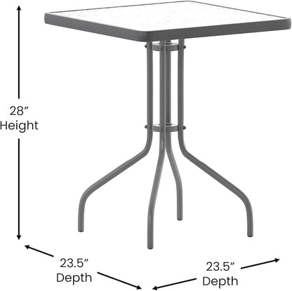 Flash Furniture Barker 23.5'' Square Tempered Glass Metal Table, Silver