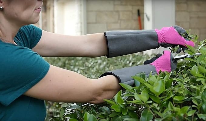 G & F Products Florist Pro Rose Gardening Gloves, Synthetic Leather Palm, Thorn Protection, Long Sleeve