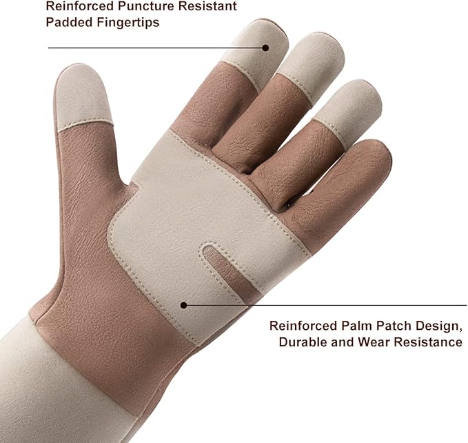 HLDD HANDLANDY Long Gardening Gloves for Women Men - Leather Rose Pruning Gloves Thorn Proof - Breathable Working Glove