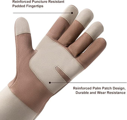 HLDD HANDLANDY Long Gardening Gloves for Women Men - Leather Rose Pruning Gloves Thorn Proof - Breathable Working Glove