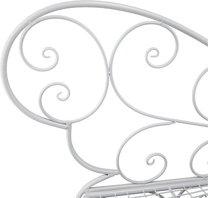 Alpine Corporation 62"L Indoor/Outdoor 2 Person Metal Butterfly Shaped Garden Bench, White