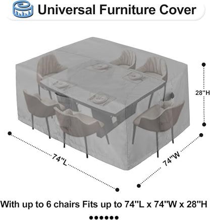 OutdoorLines Outdoor Waterproof Patio Table Furniture Set Covers - Square Couch Sectional Cover Outside Weatherproof Patio Furniture Covering for Deck, Lawn and Backyard 74" L x 74" W x 28" H, Grey