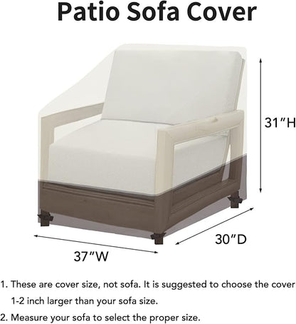 Easy-Going Patio Chair Cover UV Resistant Outdoor Chair Cover Bicolor Waterproof Outdoor Furniture Cover with Reflective Hemming (2 Pack-37Wx30Dx31H inch, Beige/Brown)