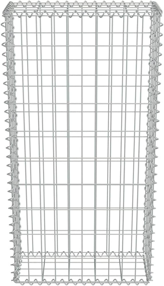 Galvanized Steel Gabion Wall with Covers, Gabion Mesh Wire Wall Panel Galvanized Steel Garden Stone Wire Basket Fencing Patio Decorative Fence, 19.7"x7.78"x39.4",-176
