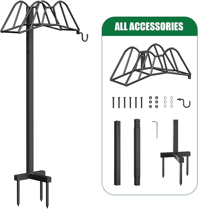 Wphold Garden Hose Holder Freestanding, Extra Thick Water Hose Stand, Heavy Duty Metal Garden Hose Storage,Garden Hose Reel, Water Hose Holders for Outside, Detachable Outdoor Hose Holder