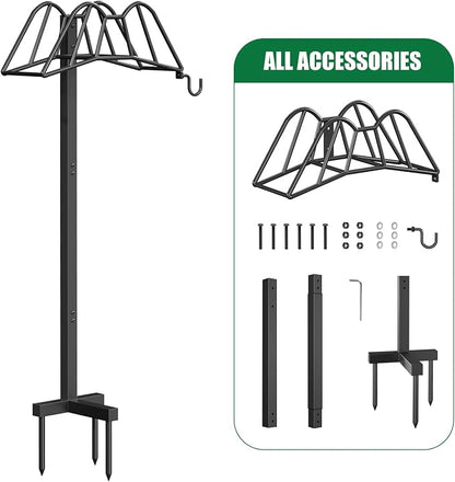 Wphold Garden Hose Holder Freestanding, Extra Thick Water Hose Stand, Heavy Duty Metal Garden Hose Storage,Garden Hose Reel, Water Hose Holders for Outside, Detachable Outdoor Hose Holder