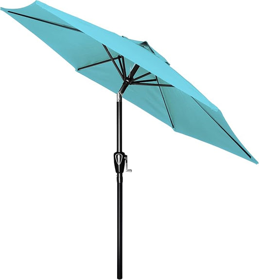 Simple Deluxe 7.5' Patio Umbrella Outdoor Table Market Yard Umbrella with 6 Sturdy Ribs for Backyard, Pool, Garden, Deck, Turquoise