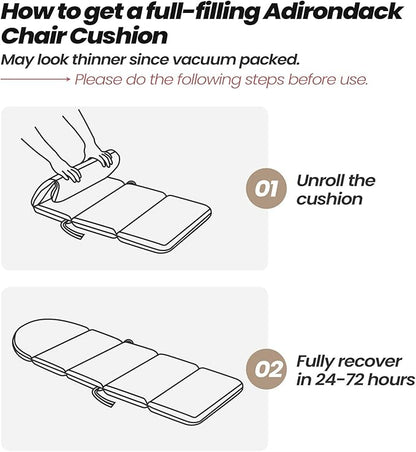 Crestlive 50x19.6 Inch Adirondack Chair Cushion Set of 2, Waterproof, Fade Resistant, High Back Outdoor Rocking Chair Cushion for Patio, Beige